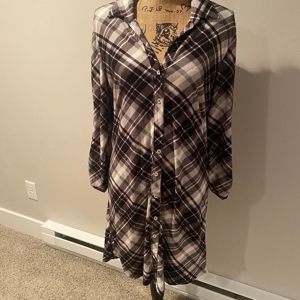 Black and Off White Plaid Dress